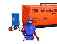 Пескоструйный аппарат с компрессором комплект для обработки 40 м2 в час (миниатюра)